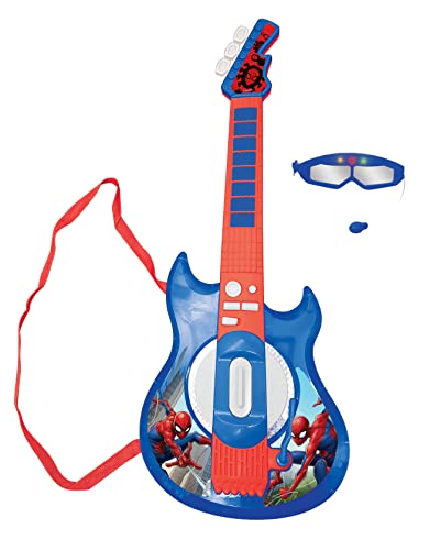 Lexibook Spider-Man Elektroniczna gitara świetlna z mikrofonem. okulary z mikrofonem. piosenki demo. 2 tryby gry. wtyczka MP3. niebiesko-czerwona. K260SP