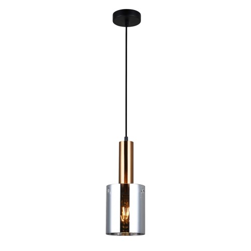 Italux Loftowa LAMPA wisząca SARDO PND-5581-1-BRO+SG skandynawska OPRAWA okrągły ZWIS szklana tuba mosiądz przydymiona PND-5581-1-BRO+SG