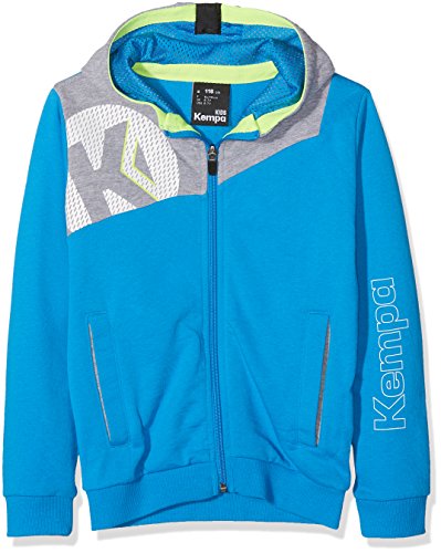 Kempa Core 2.0 dziecięca kurtka z kapturem niebieski kempablau/dark grau melan XXS (Manufacturer size:116)
