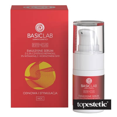 BasicLab BasicLab Odnowa i Stymulacja Serum 0,3% retinolu , 3% witaminy C i koenzymem Q10, 15 ml