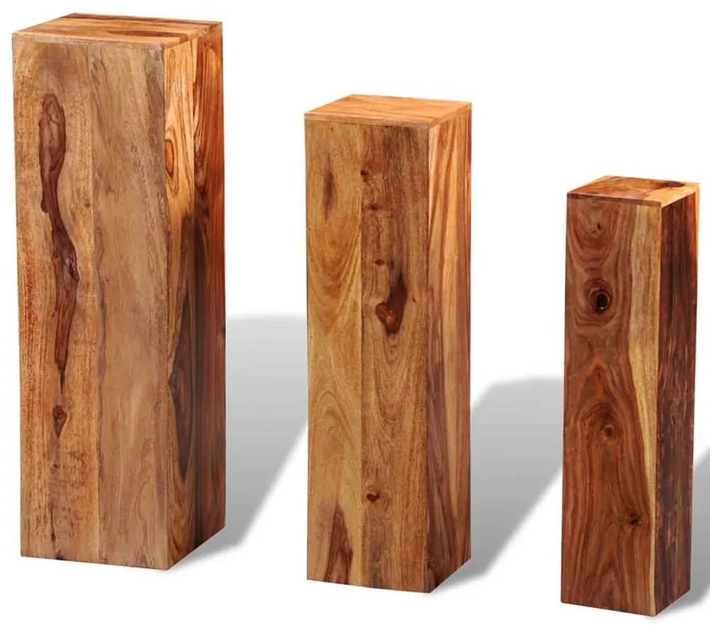 Komplet kwietników z drewna sheesham H2-B19