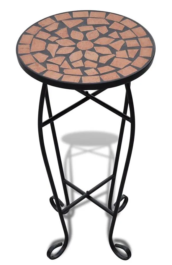 Terakotowy stolik z mozaikowym blatem C9-B39