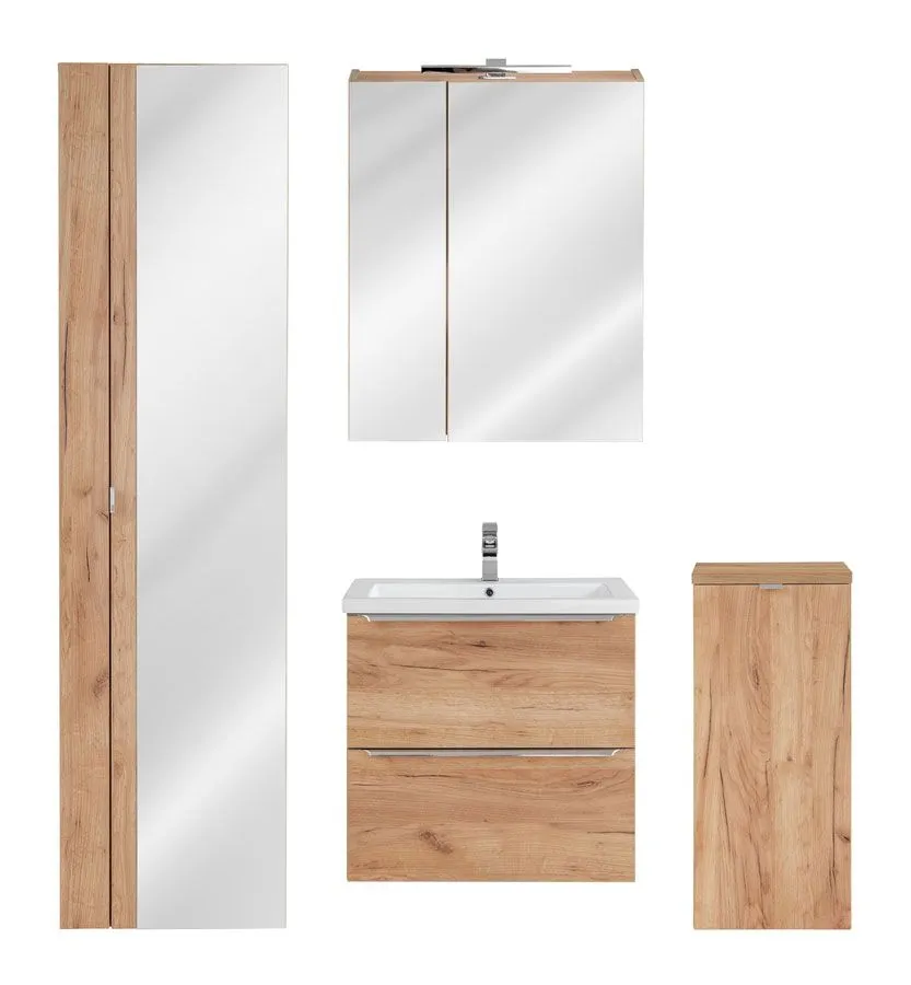 Komplet podwieszanych szafek łazienkowych z umywalką 60 cm E7-F52