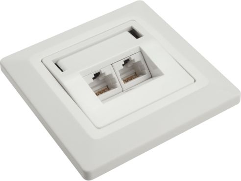 Solarix outlet CAT6 UTP 2 x RJ45 podtynkowy biały SX9-2-6-UTP-WH