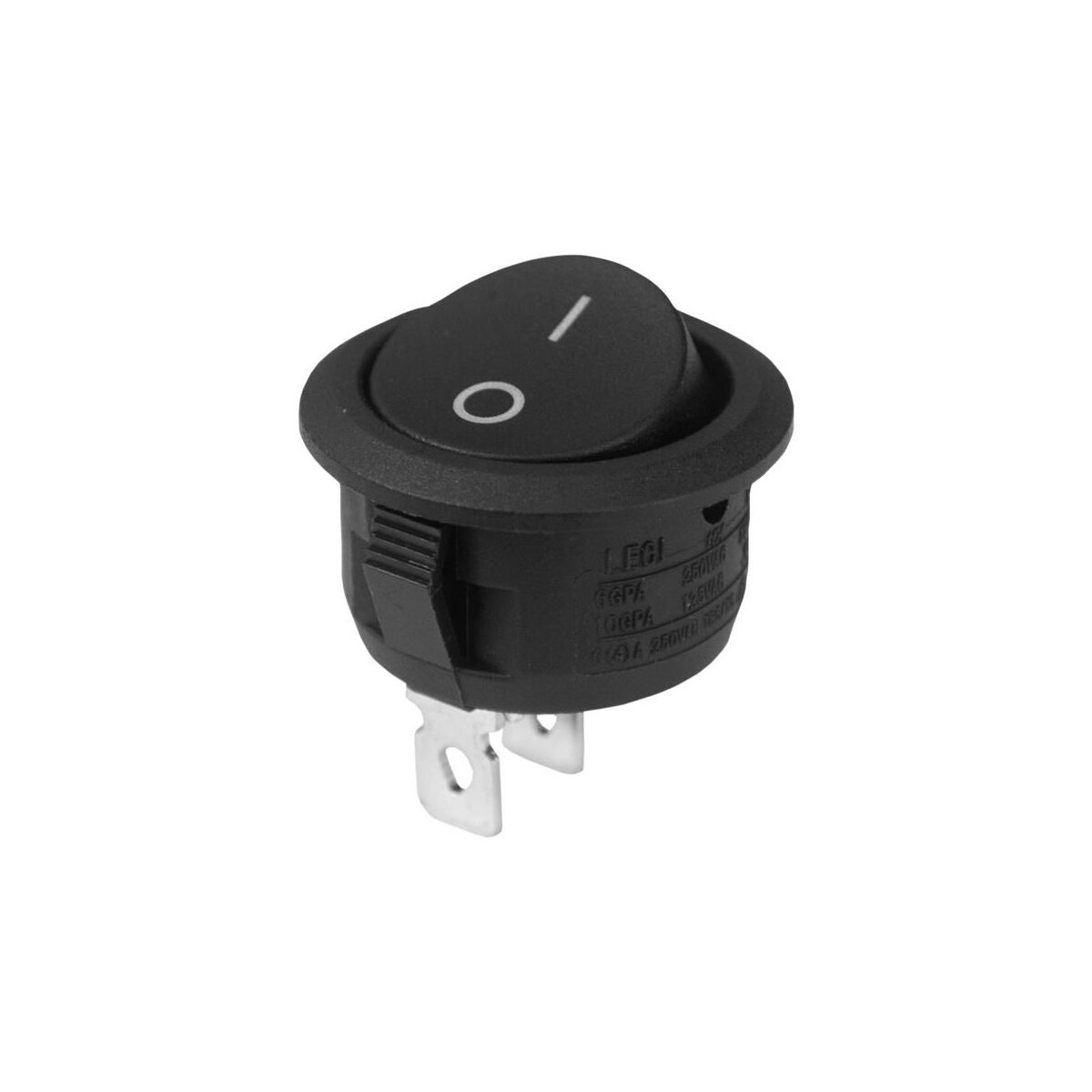 Elgotech Włącznik kołyskowy OKRĄGŁY 6A 250V czarny