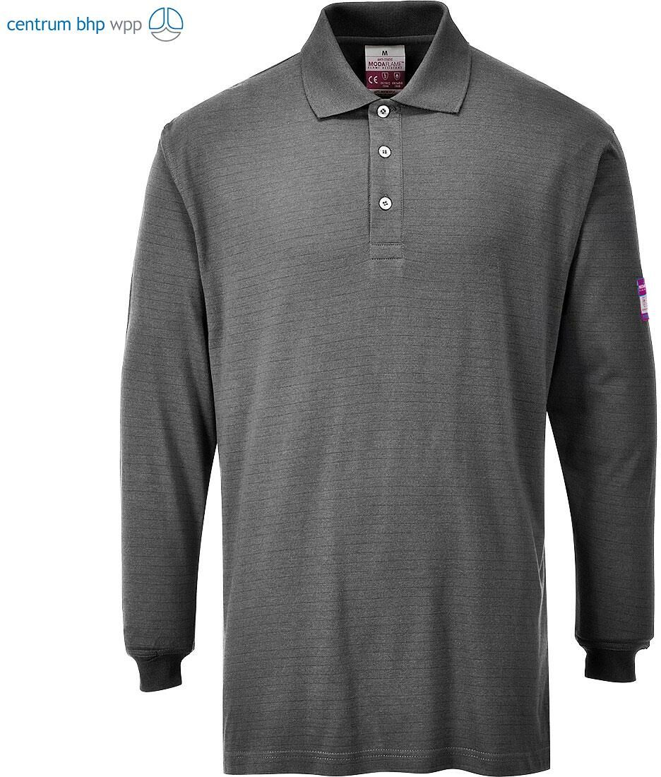 PORTWEST FR10 KOSZULKA POLO Z DŁUGIM RĘKAWEM, TRUDNOPALNA, ANTYSTATYCZNA; SZARY