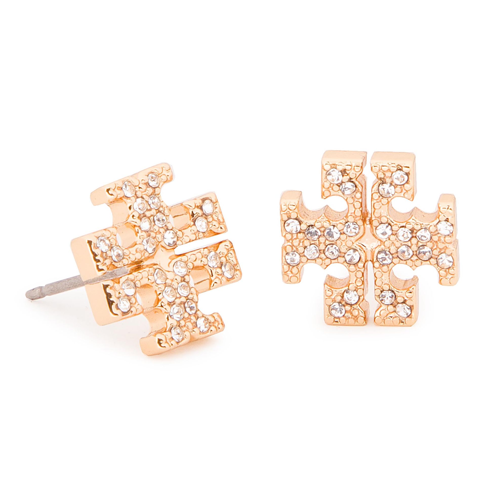 Kolczyki Tory Burch Crystal Logo Stud Earring 53423 Tory Gold/Crystal 783
