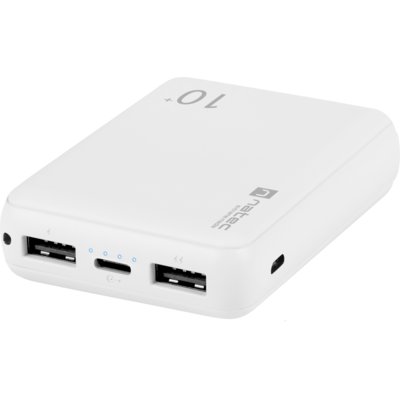 Natec Power Bank Extreme Media Trevi Compact 10000mAh 2x USB + 1x USB-C Biały
