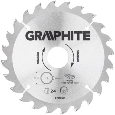 Graphite tarcza do drewna 165mm 24 zęby widia 57H650