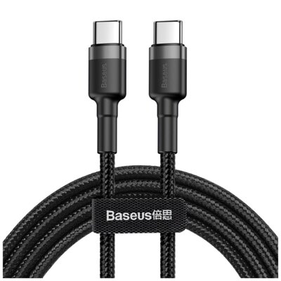 Baseus Kabel usb-c do usb-c pd cafule pd 2.0, qc 3.0, 60w, 200 cm czarno-szary AP_222366