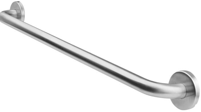Secucare Uchwyt do łazienki i do WC na stałe naścienny biały 25 mm 60 cm Stal szczotkowana 8010.905.03