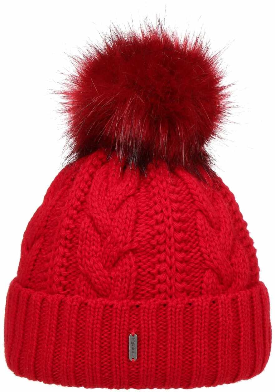 Czapka z Mankietem Cable Knit by McBURN, czerwony, One Size