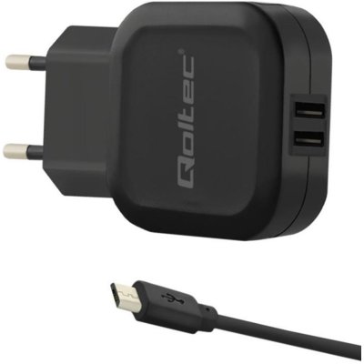 Qoltec Ładowarka sieciowa 17W | 5V | 3.4A | 2xUSB + kabel Micro USB AZQOLUL00050187