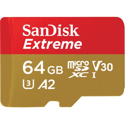 SanDisk MicroSDXC 64 GB Extreme 100MB/s A1 C10 V30 UHS-I U3 (173421)