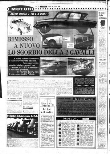 Zdjęcie włoskiego dziennika 'Il Giorno' zawierającego artykuł o syrenie sport