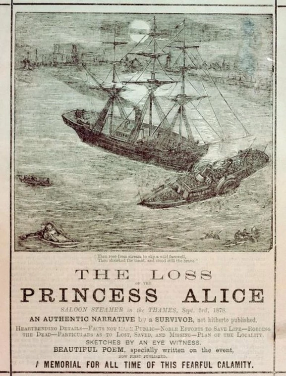 Broszura informująca o katastrofie SS Princess Alice