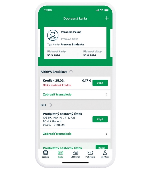 UBIAN prináša jednoduchý spôsob, ako mať svoju dopravnú kartu vždy pod kontrolou.