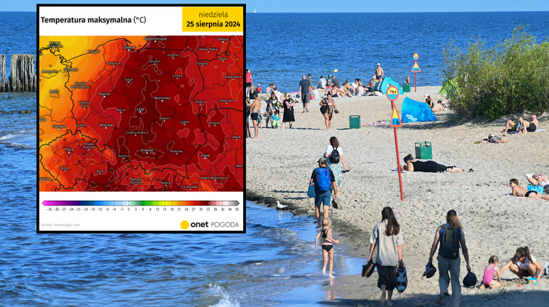 Zaskakujące prognozy pogody na koniec wakacji. Upały wrócą na dłużej (mapa: meteologix.com)