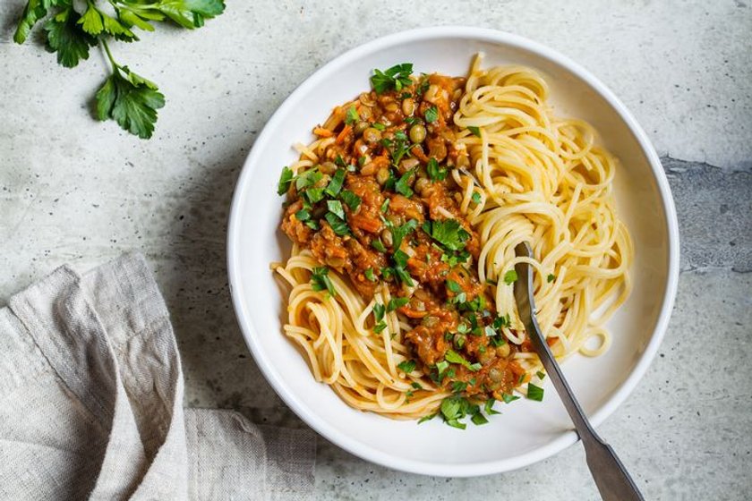 Spaghetti z soczewicą