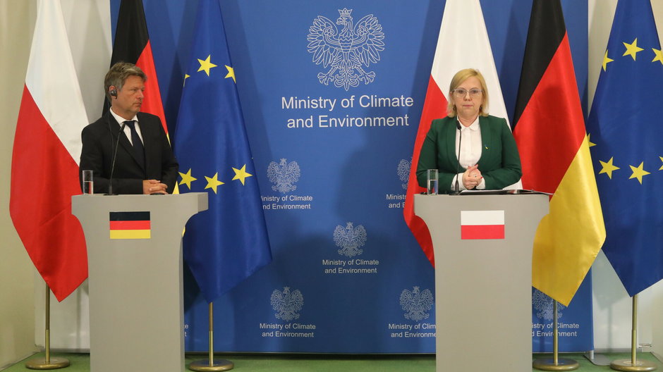 Anna Moskwa minister klimatu i środowiska oraz Robert Habeck wicekanclerz, ministra gospodarki i ochrony klimatu Niemiec