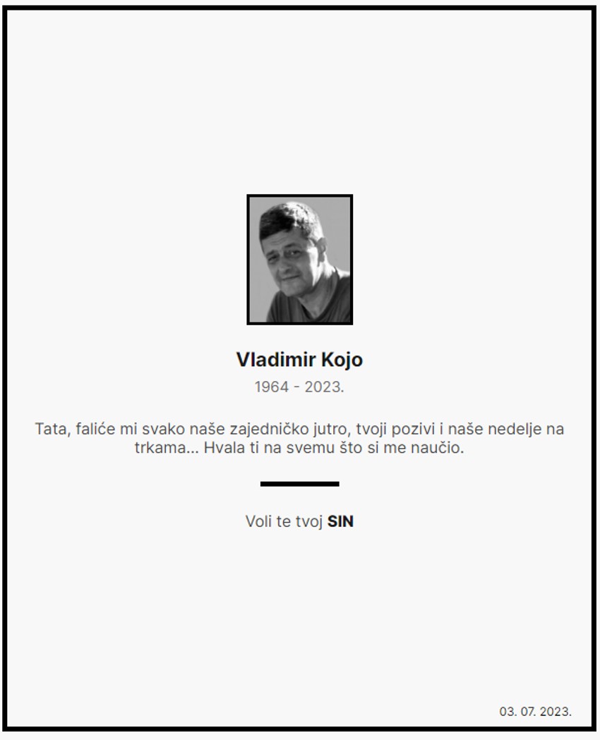 Sin se oprostio od Vladimira Koje