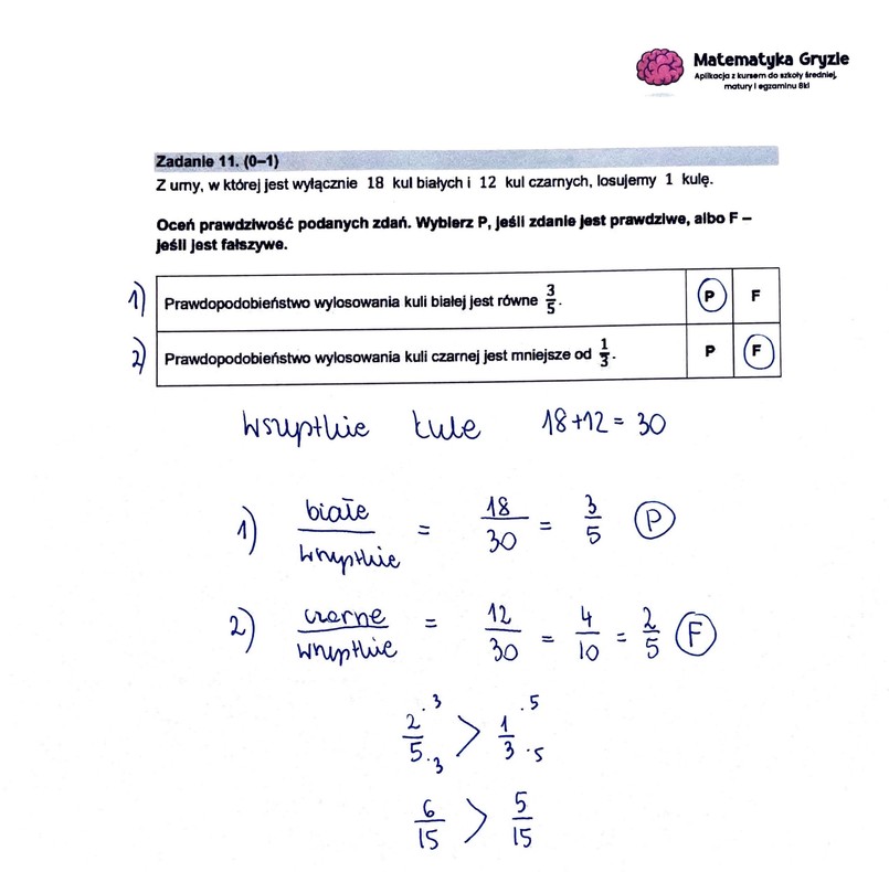 Egzamin ósmoklasisty 2023: matematyka. Zadanie nr 11