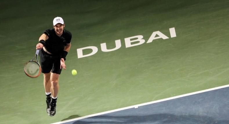 Andy Murray of Great Britain returns the ball to Philipp Kohlschreiber of Germany on March 2, 2017