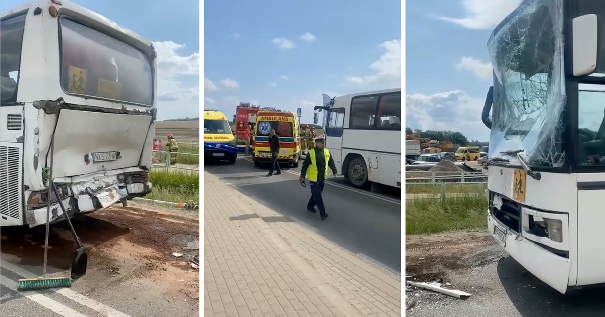 Dramatyczne zderzenie autokarów z dziećmi pod Kętrzynem