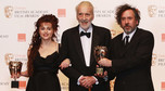 Christopher Lee Tim Burton i Helena Bonham na BAFTA 2011