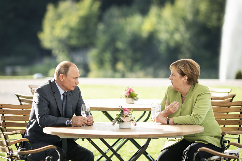 Kanclerz Niemiec Angela Merkel i prezydent Rosji Władimir Putin w 2018 r.