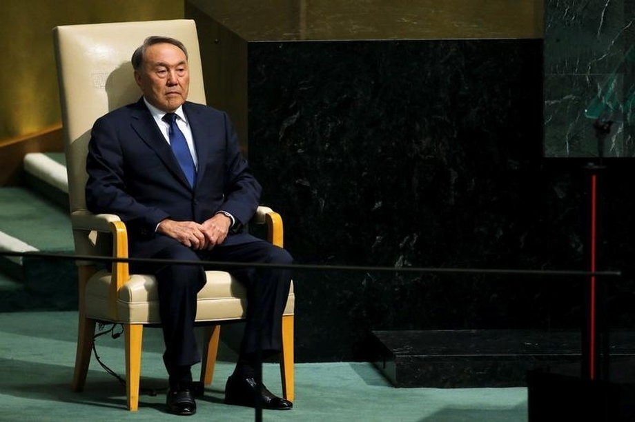 Nazarbayev, President of Kazakhstan waits to address attendees during the 70th session of the United Nations General Assembly at the U.N. headquarters in New York