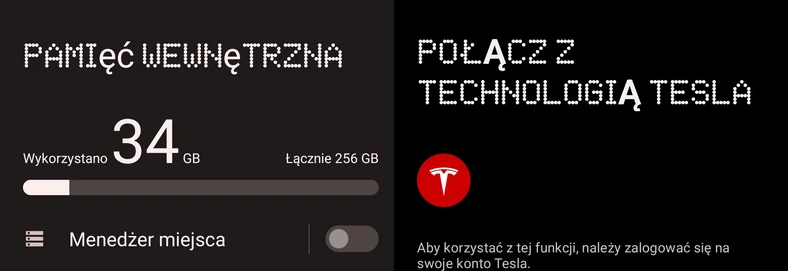 Ciekawa czcionka systemowa w Phone (1) nie ma polskich znaków diakrytycznych. Zwykle zamienia je na małe litery z innej czcionki, ale w eksperymentalnych funkcjach dotyczących Tesli pojawiają się w tych miejscach... wielkie litery