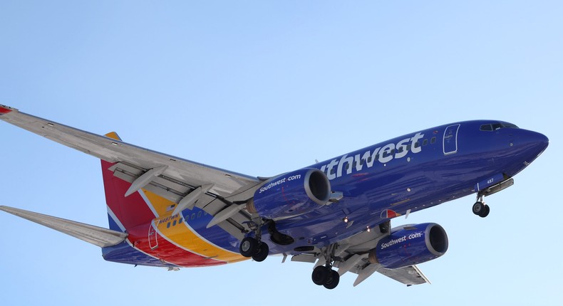 A Southwest Airlines jet lands at Midway International Airport on January 28, 2021 in Chicago, Illinois.Scott Olson/Getty Images