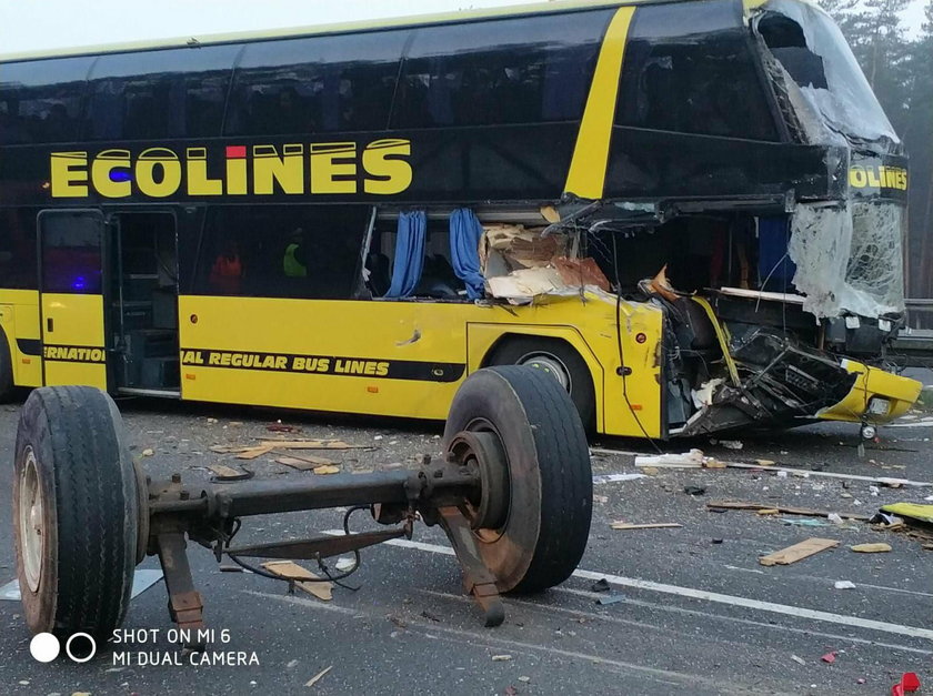 Wypadek na A-1. Autobus zderzył się z cyrkowozem