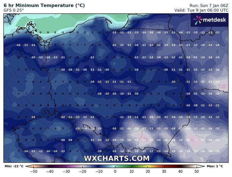 W nocy temperatura może spaść poniżej -20 st. C