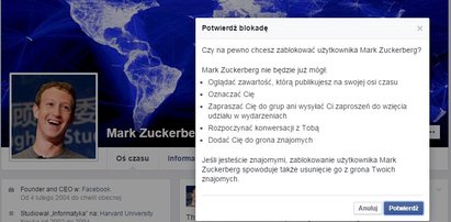 Zablokuj szefa Facebooka i zobacz co się stanie