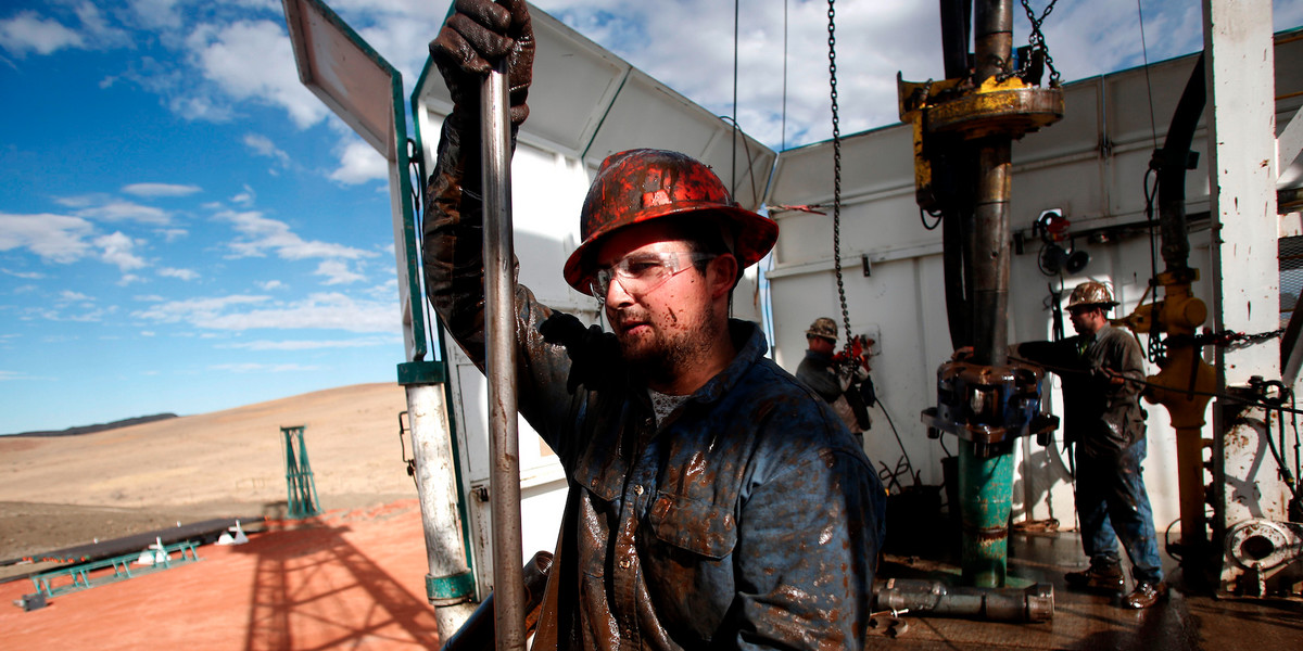 Oil-rig workers in Watford, North Dakota.
