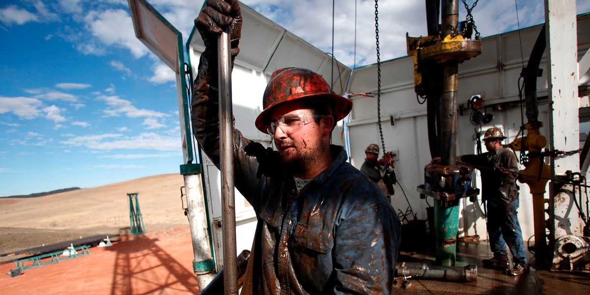 Oil-rig workers in Watford, North Dakota.