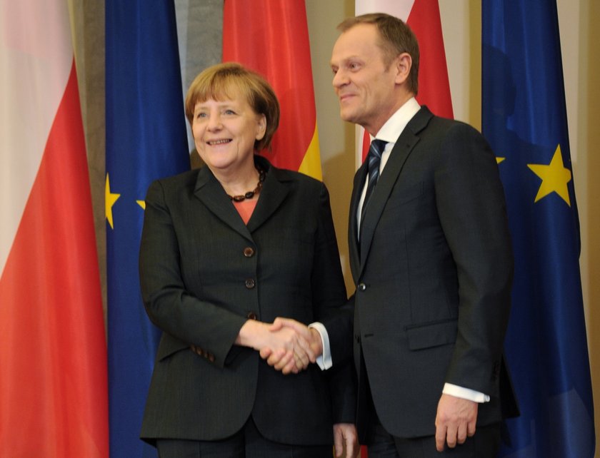 Angela Merkel, kanclerz Niemiec i Donald Tusk, polski premier.