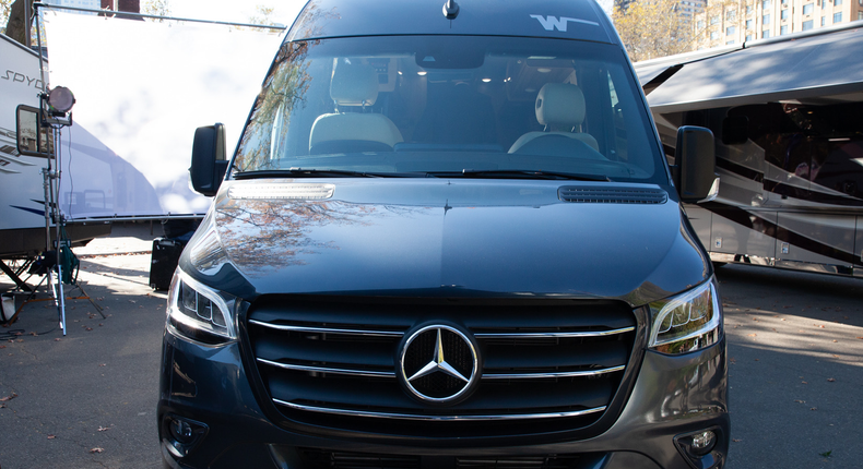 The Mercedes-Benz Sprinter chassis's turbo-diesel engine gives the van 188 horsepower.