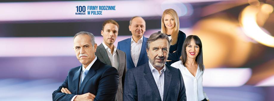 Ranking 100 Największych Polskich Firm Rodzinnych. Od lewej: Zygmunt Solorz, Mateusz Juroszek, Zbigniew Juroszek, Michał Sołowow, Małgorzata Adamkiewicz, Monika Cupiał-Zgryzek.