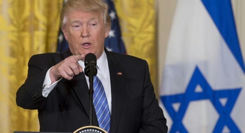 US President Donald Trump speaks during a joint press conference with Israeli Prime Minister Benjamin Netanyahu at the White House on February 15, 2017