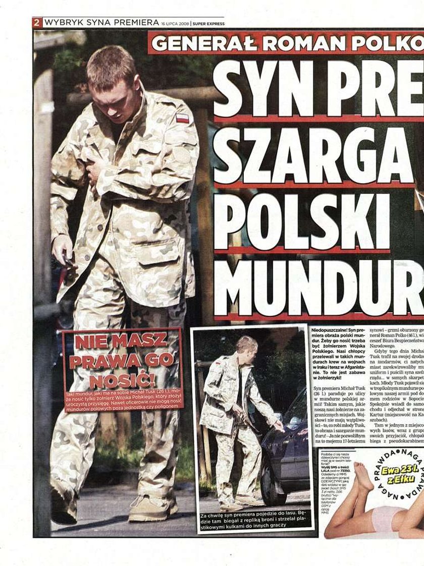 Syn Tuska bezcześci  polski mundur