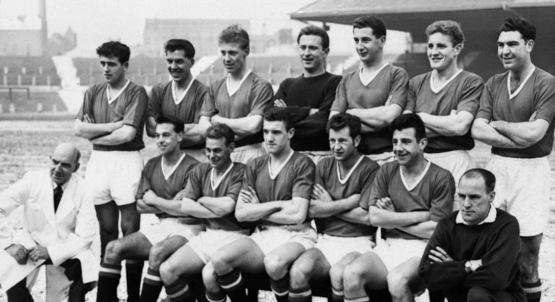 Picture dated 1958 of the Manchester United team after the Munich air disater with Harry Gregg in the centre of the back row