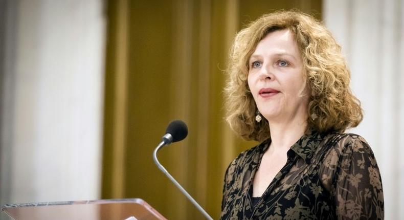 Edith Schippers, talks to the press after the stalled negotiations on the formation of a new cabinet in The Hague, on May 15, 2017