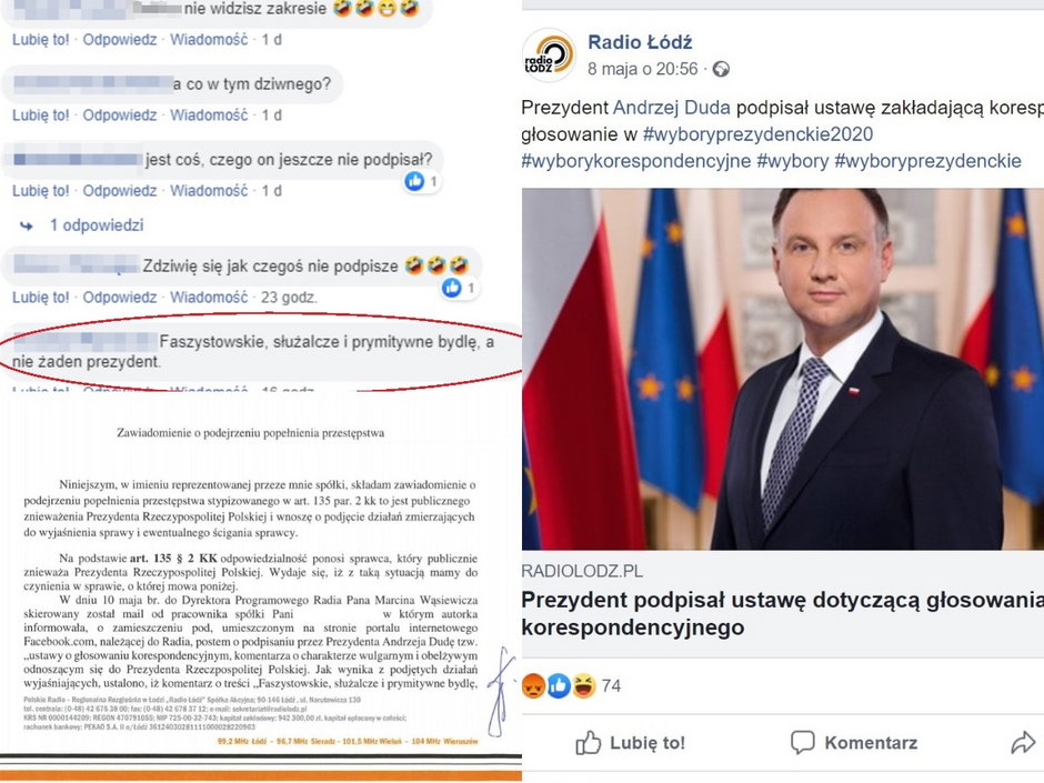 Wpis obrażający prezydenta