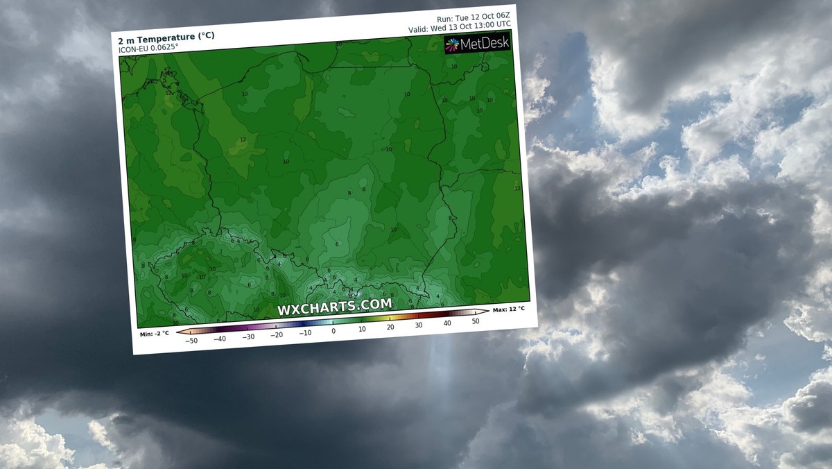 Prognoza pogody na środę, 13 października. Przeszywający chłód i deszcz