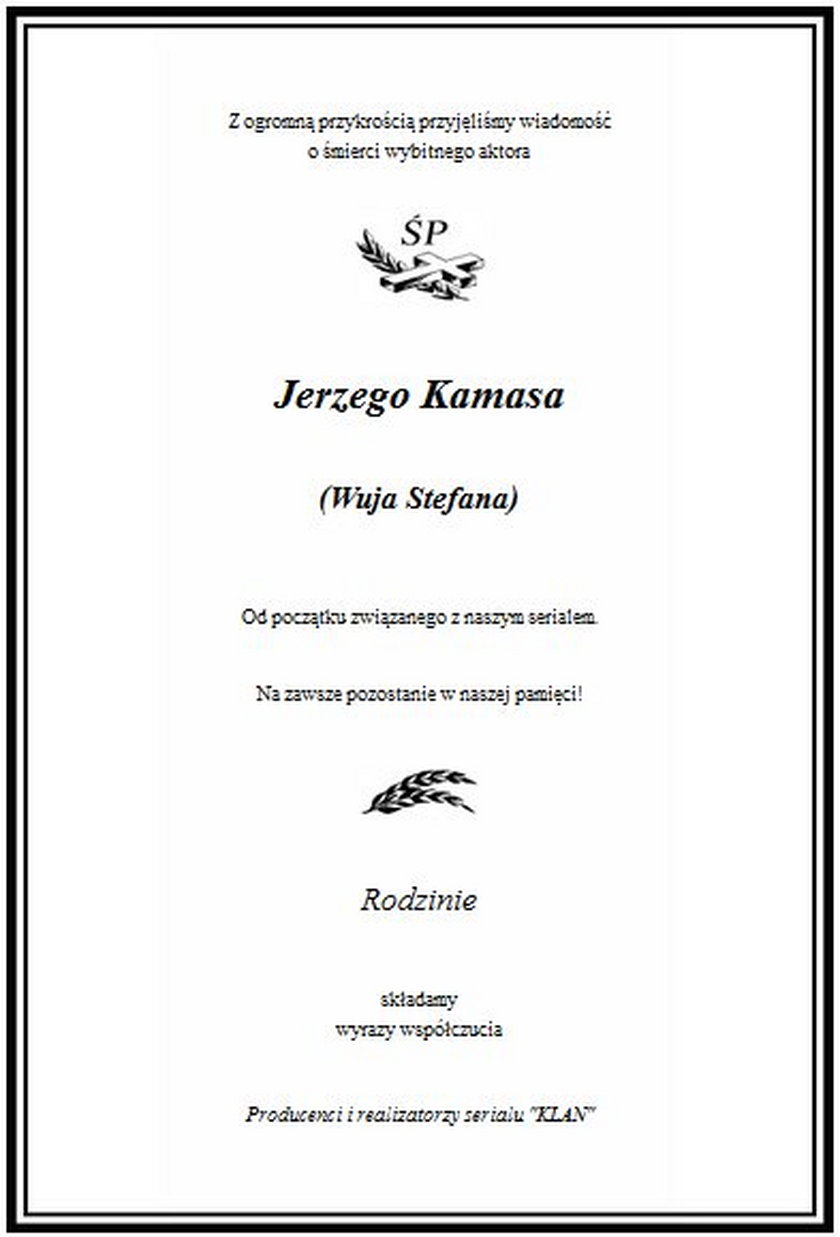 Nekrolog Jerzego Kamasa