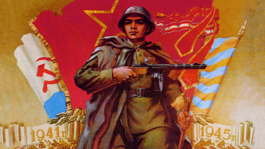 Radziecki plakat mobilizacyjny z lat 40.