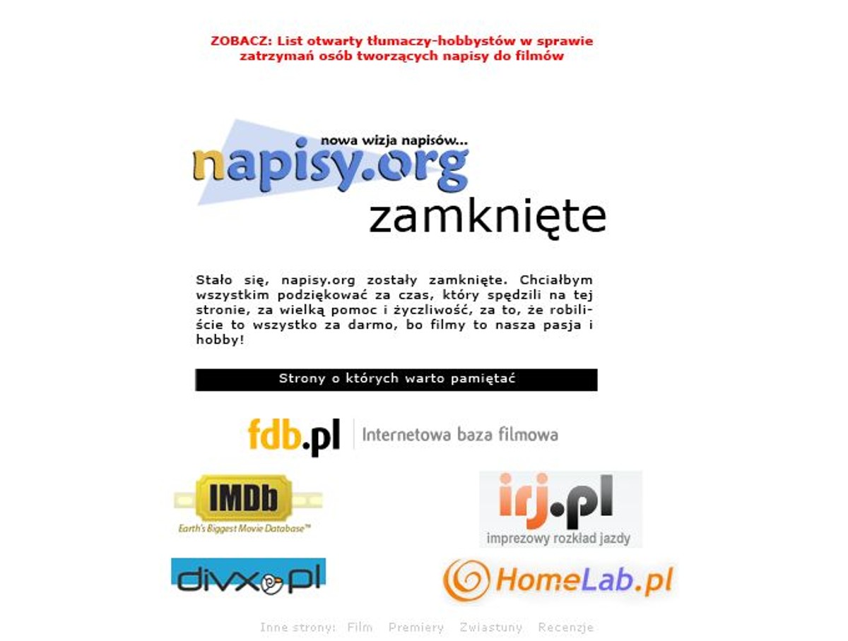 Ta wygląda teraz strona napisy.org